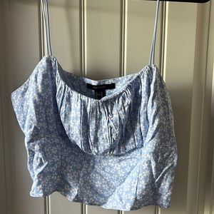 Blue & White Floral Tank Top